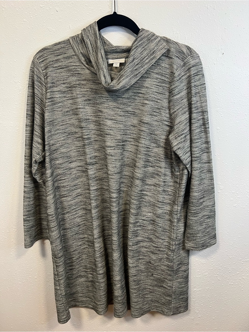 Women's Gray Marled Cowl Neck Tunic Top